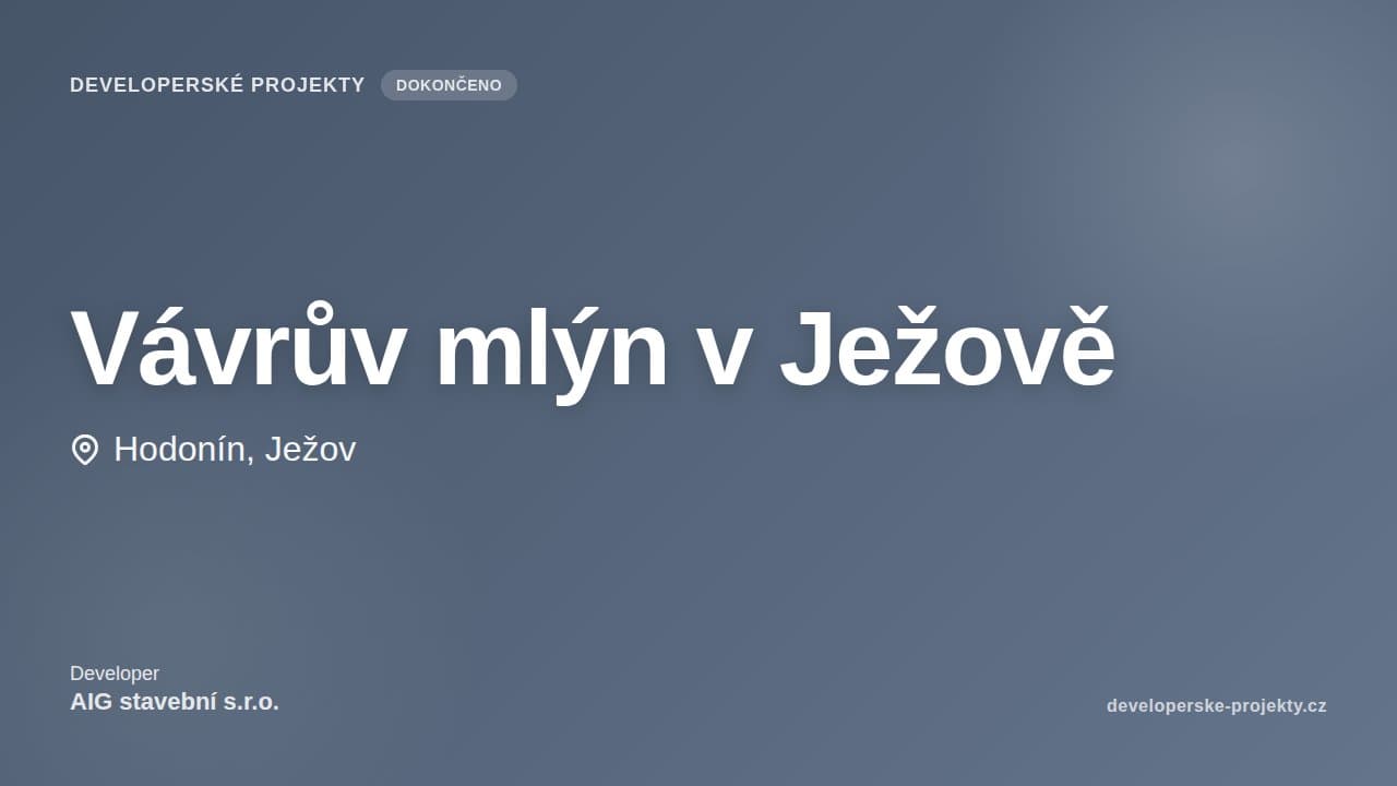 Vávrův mlýn v Ježově — vizualizace