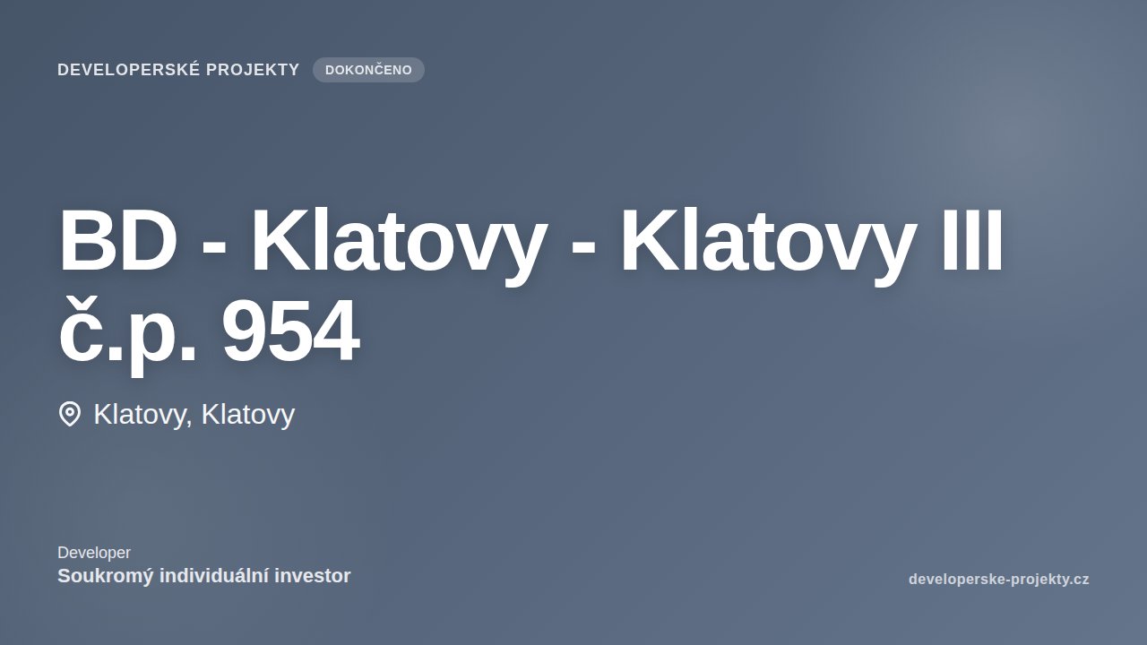 BD - Klatovy - Klatovy III č.p. 954